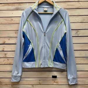 Vintage Nike‎ Track Jacket Blue Gray Neon Trim Y2K Retro Athleisure Sportswear L